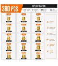 Brass Threaded Inserts Kit 360PCS M2–M8 Heat Set Knurled Inserts for 3D Printing