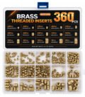 Brass Threaded Inserts Kit 360PCS M2–M8 Heat Set Knurled Inserts for 3D Printing
